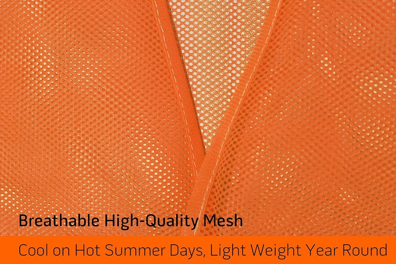 PeerBasics Safety Vests 12 Pack - Orange Reflective High Visibility, Hi Vis Silver Strip, Men Women, Work, Cycling, Runner, Surveyor, Volunteer, Crossing Guard, Road, Construction, Neon - Image 4
